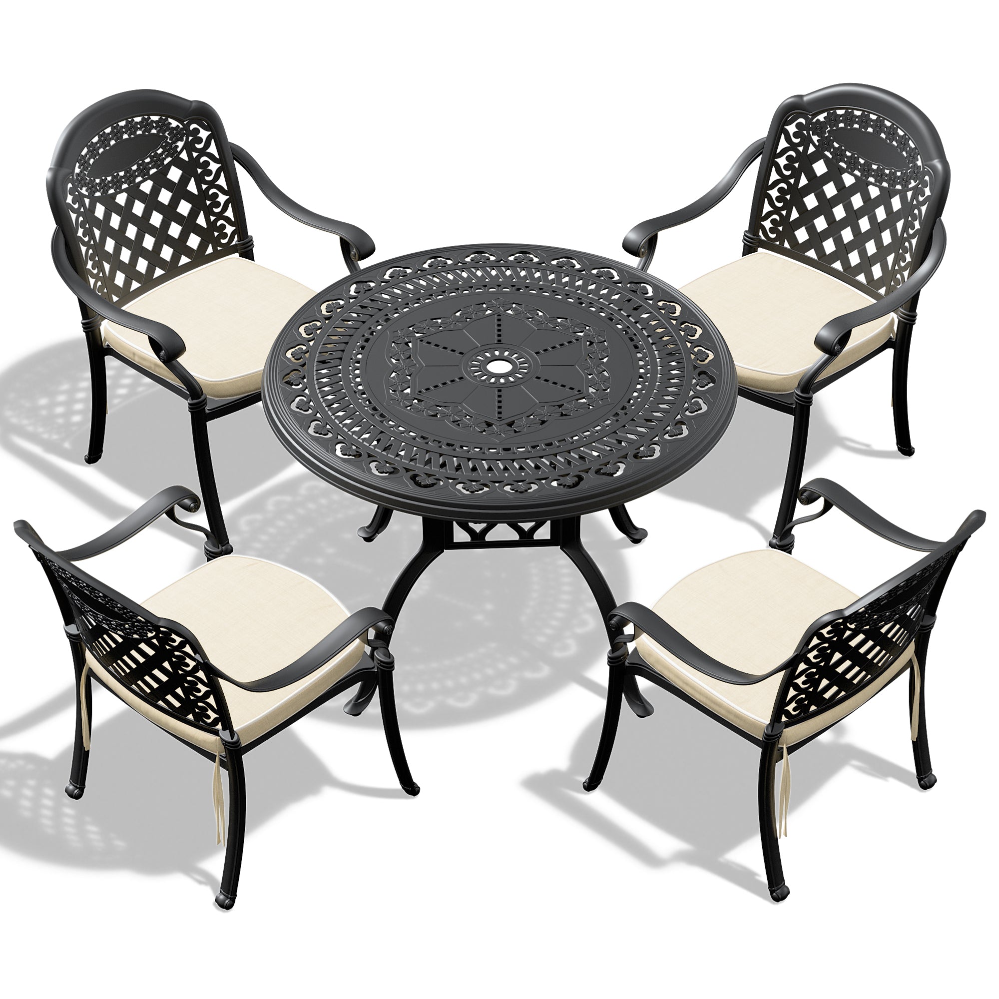 5-Piece Set Of Cast Aluminum Patio Furniture w/ Cushions