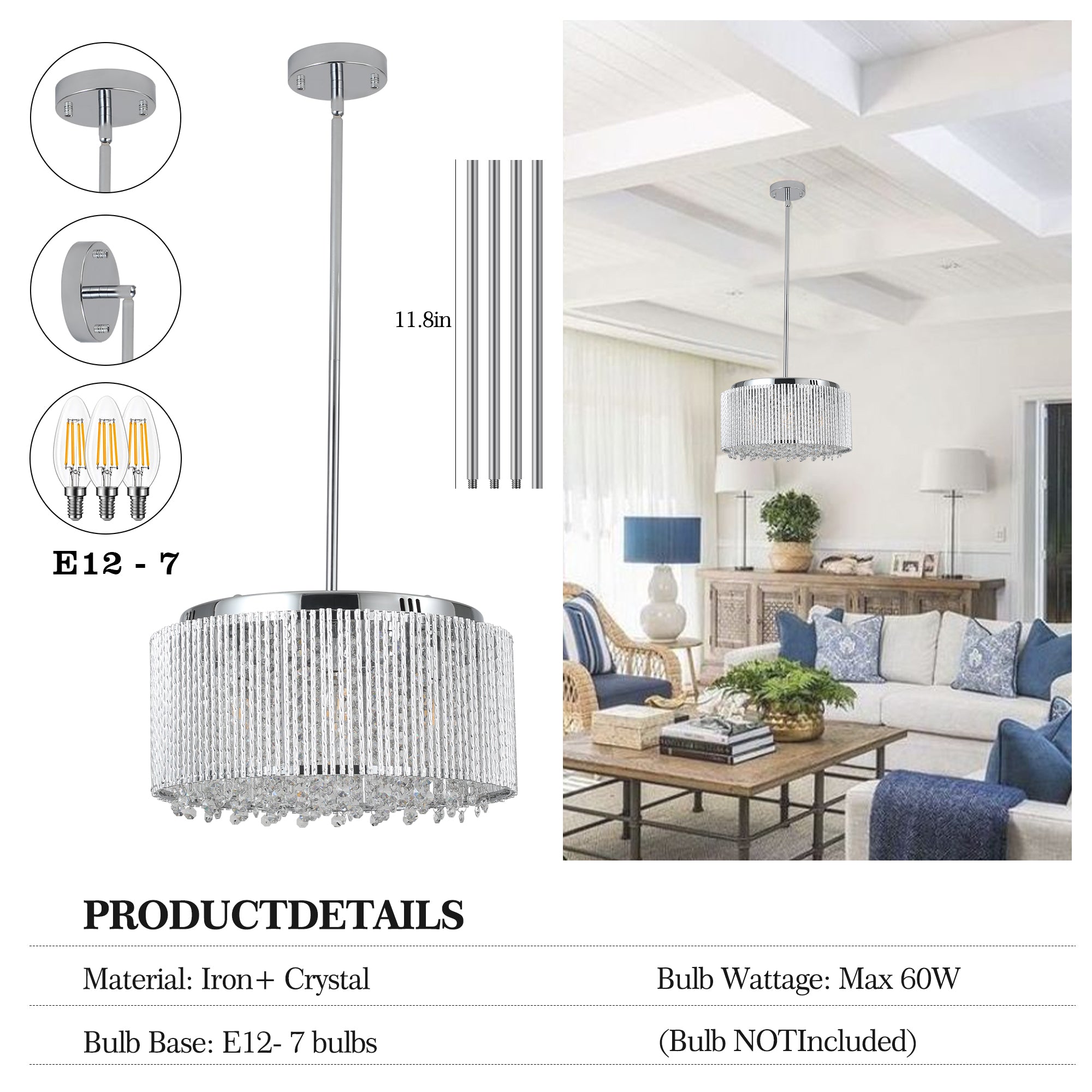 Modern Crystal Chandelier Light Fixture