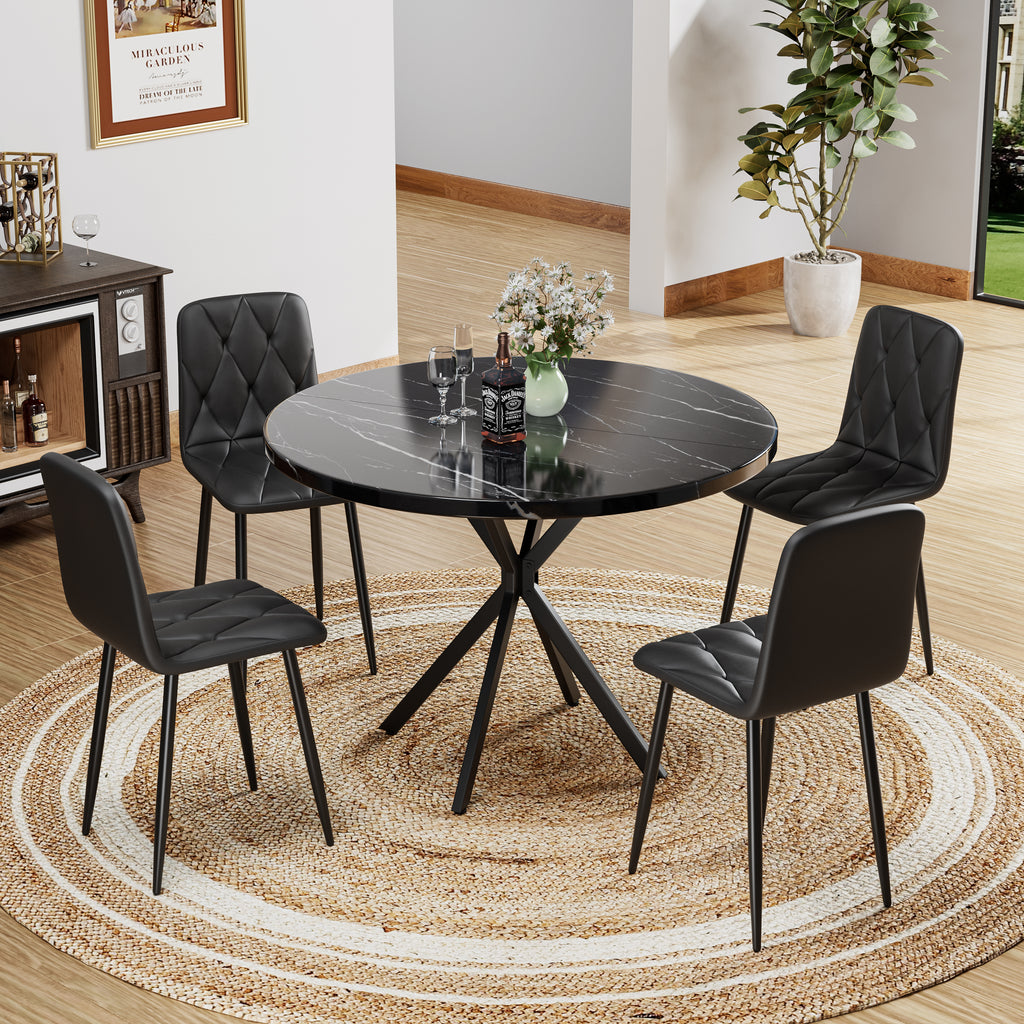 Sleek Leather Dining Chairs - Set of 4 (Gray)