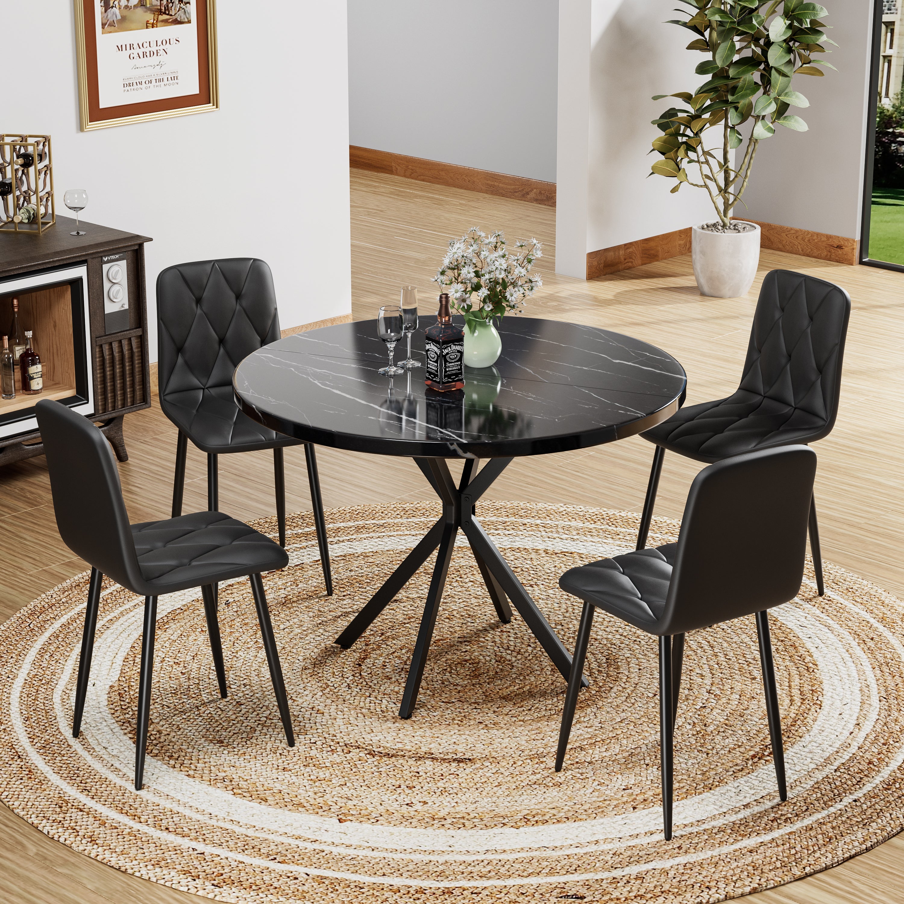 Sleek Leather Dining Chairs - Set of 4 (Gray)