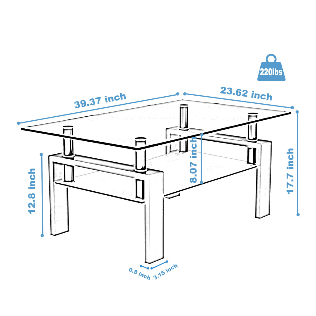 Modern Tempered Glass Center Table (White)