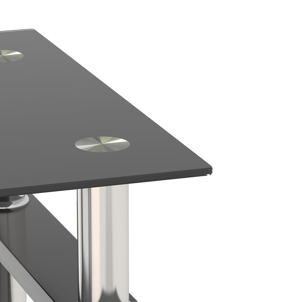 Set of 2, Modern Tempered Glass Coffee Table (Black)