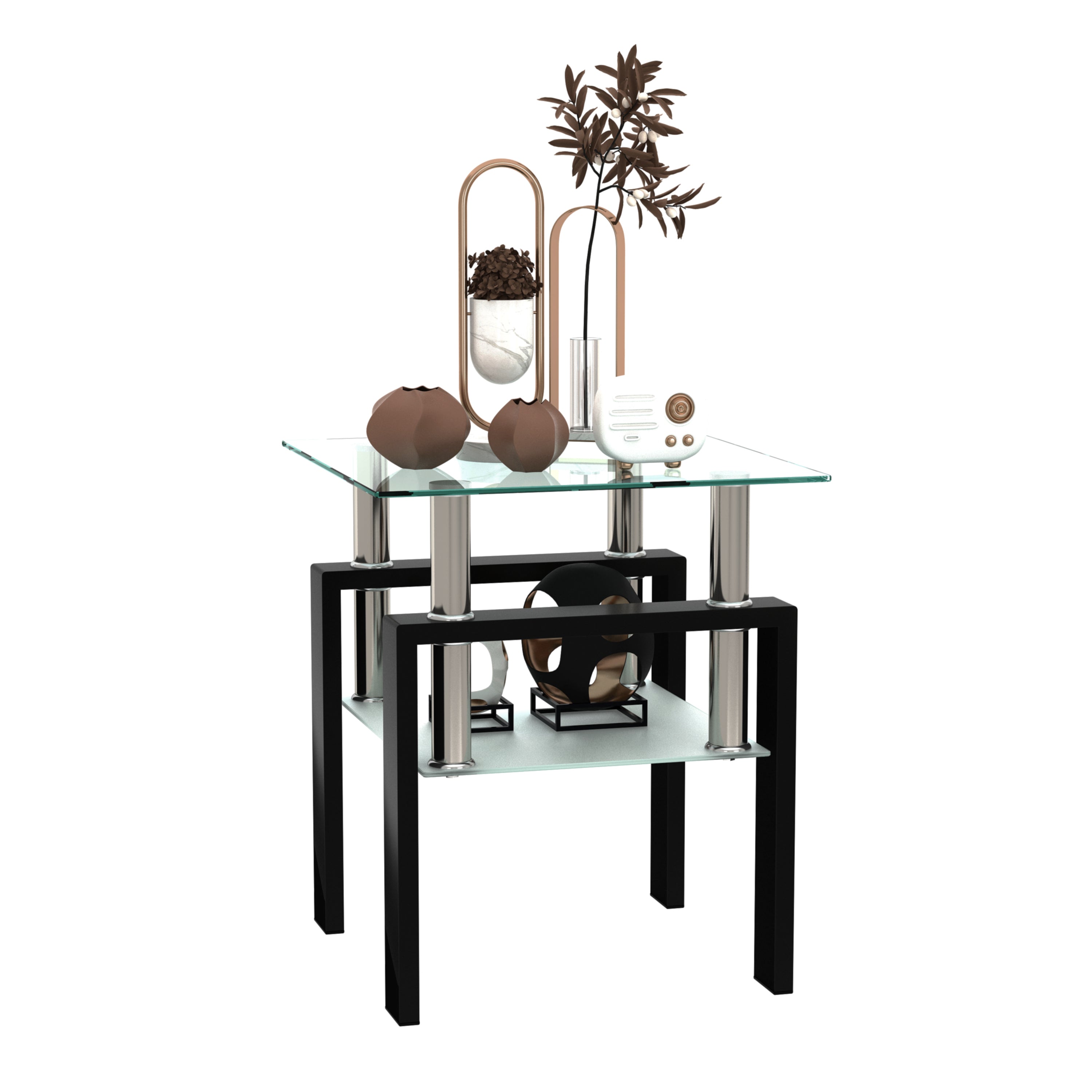 1-Piece Modern Tempered Glass Coffee Table (Black)