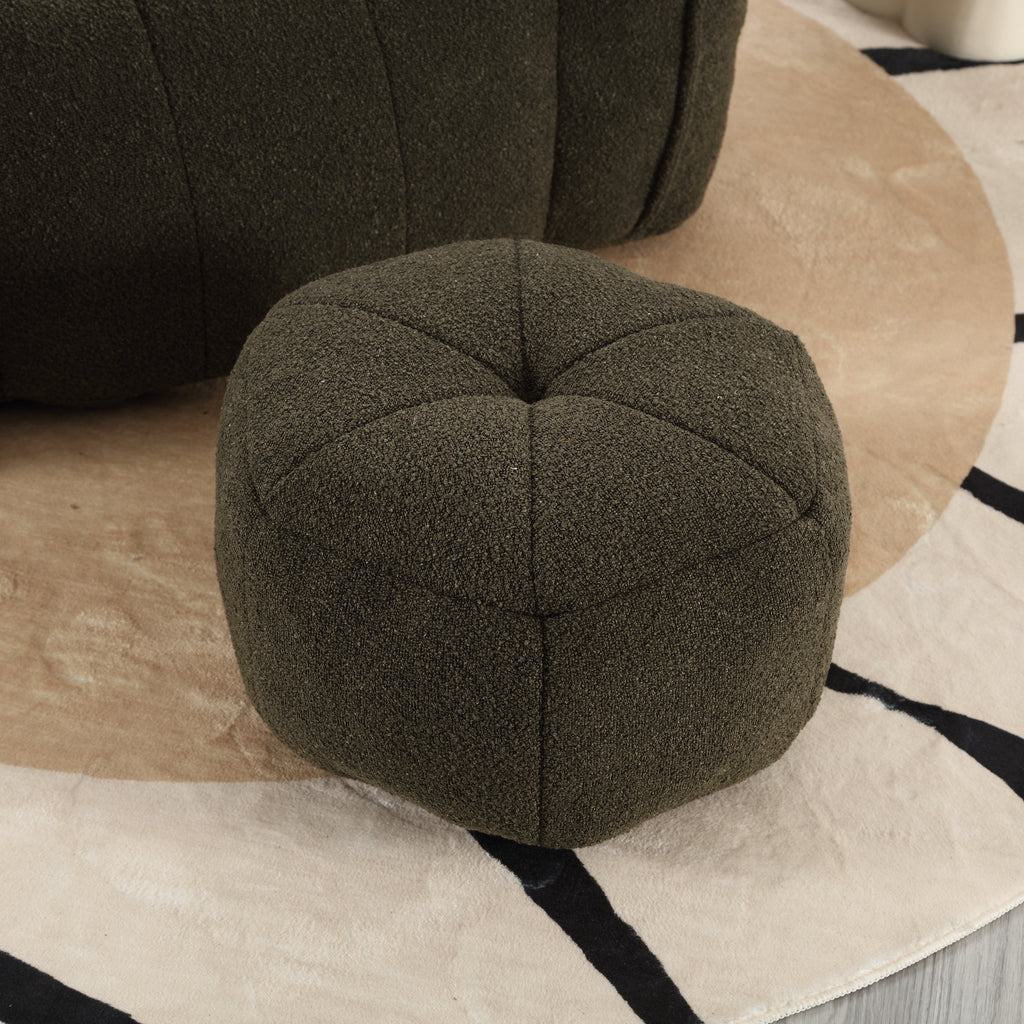 Plush Foam Lounger w/ Ottoman (Olive Green)