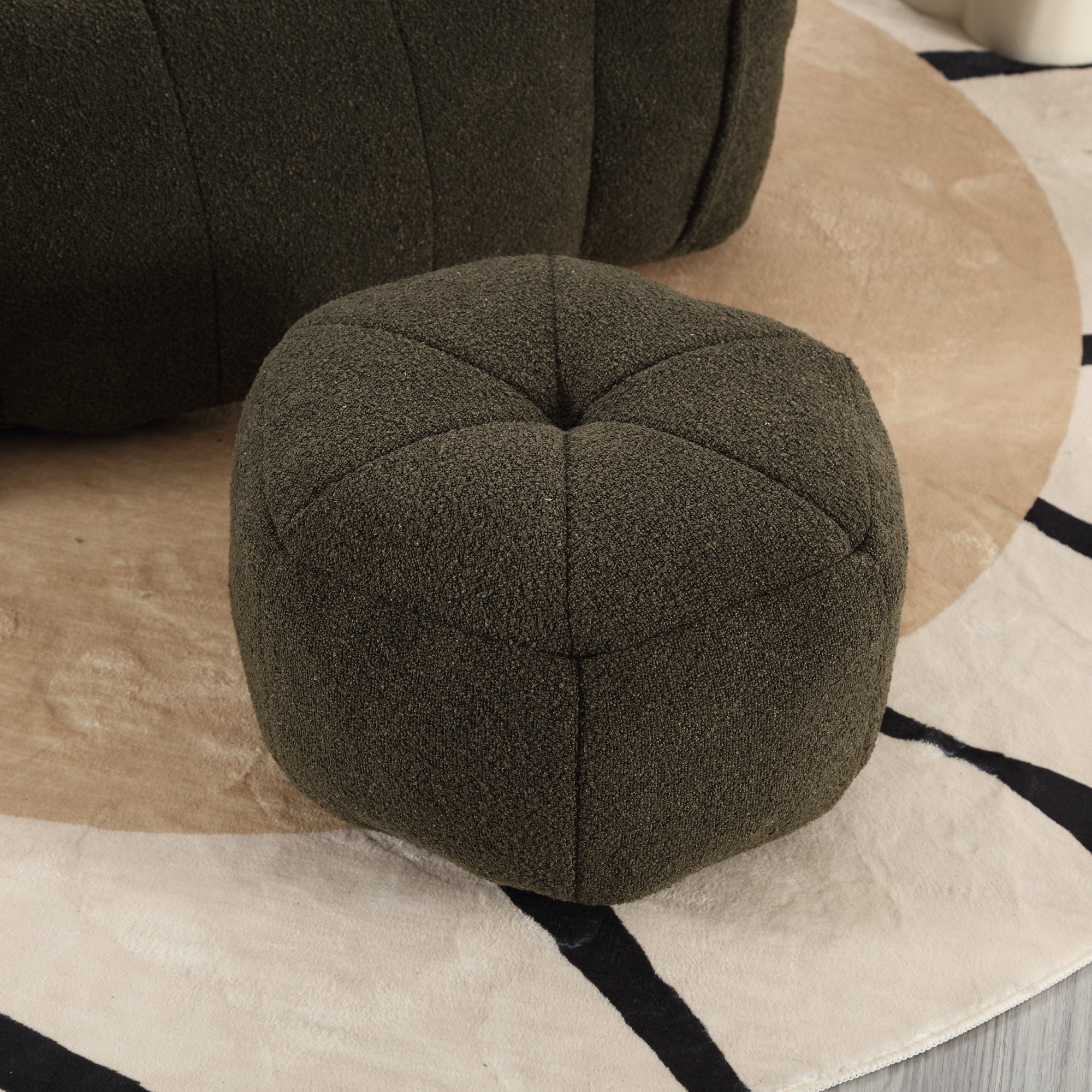 Plush Foam Lounger w/ Ottoman (Olive Green)