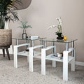 Set of 2, Modern Tempered Glass Coffee Table (White)
