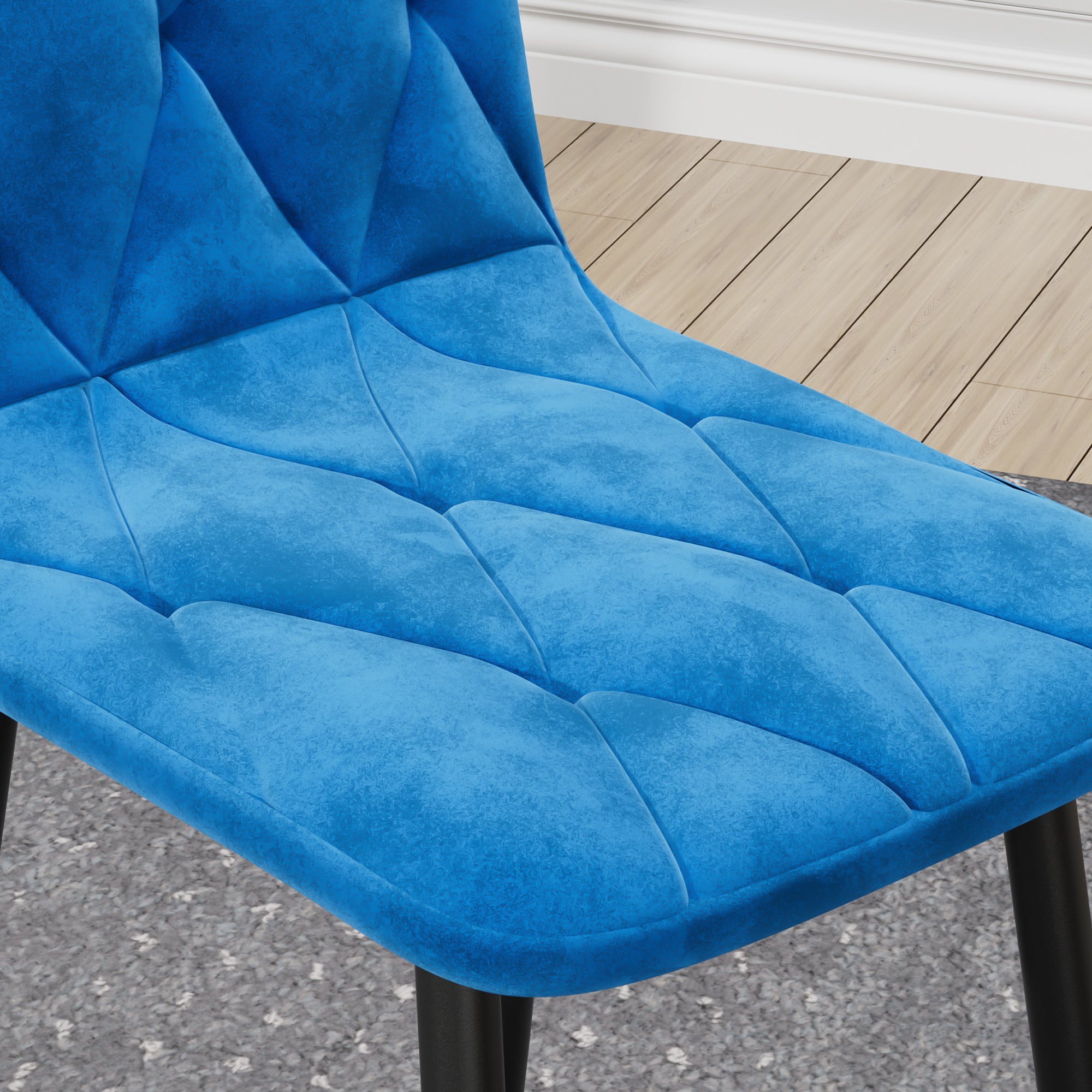 Sleek Velvet Dining Chairs - Set of 4 (Blue)