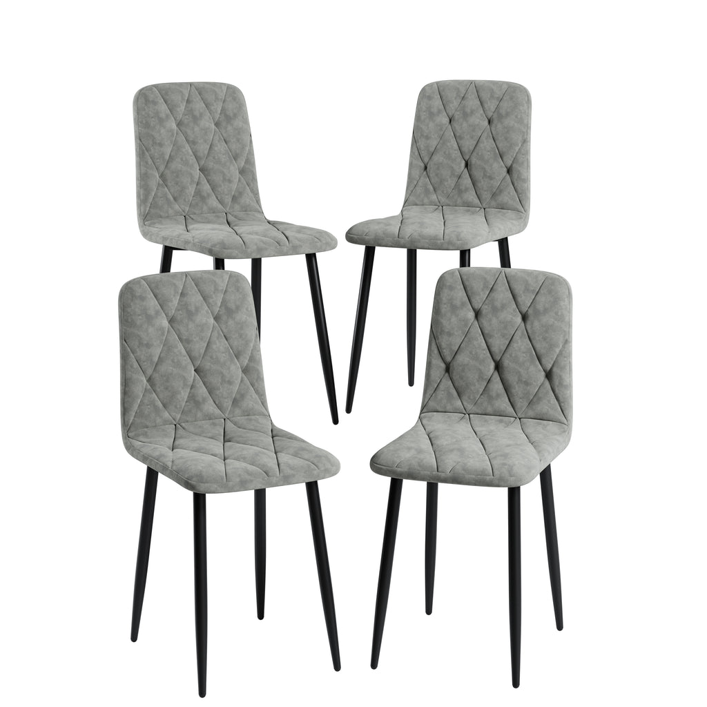Sleek Velvet Dining Chairs - Set of 4 (Gray)