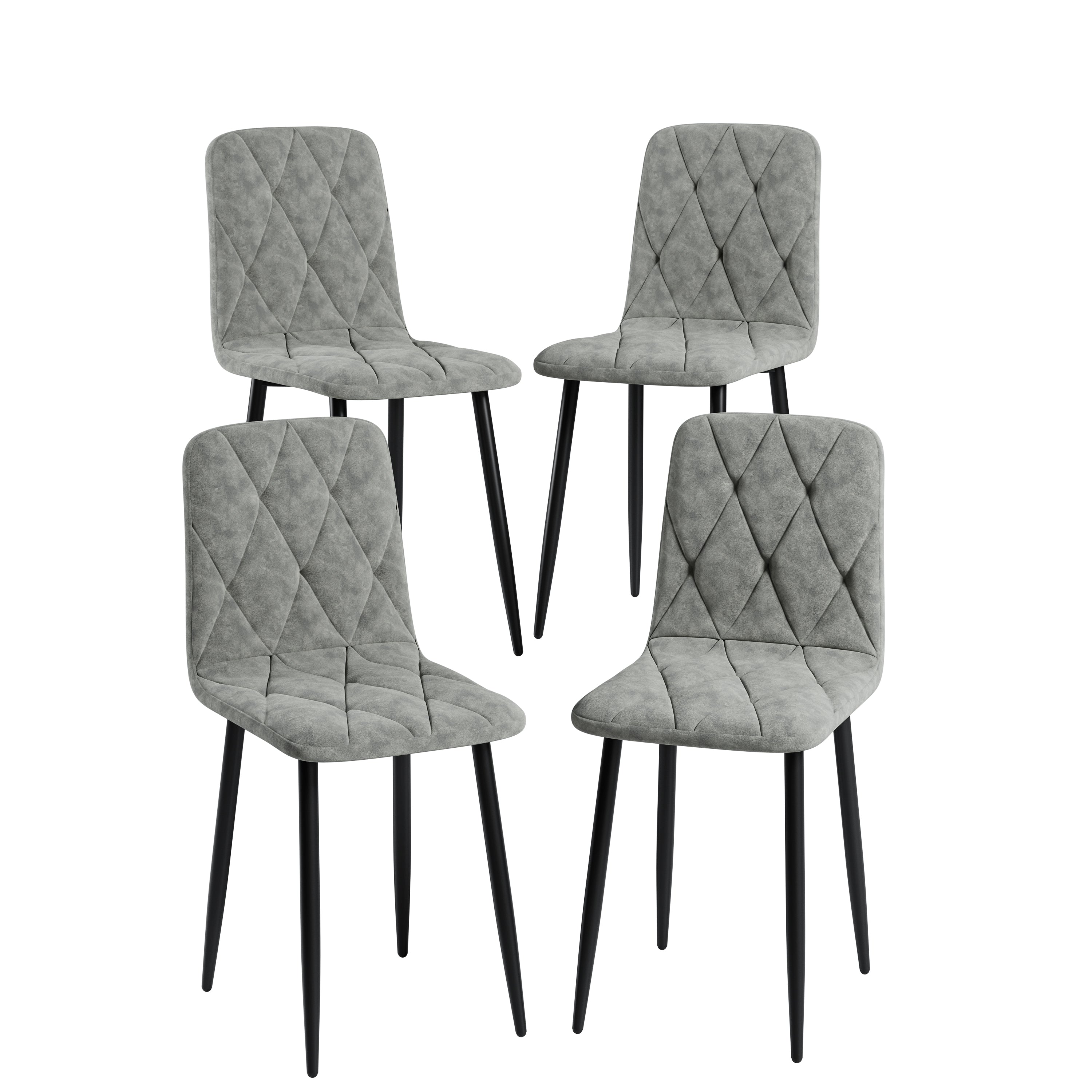 Sleek Velvet Dining Chairs - Set of 4 (Gray)