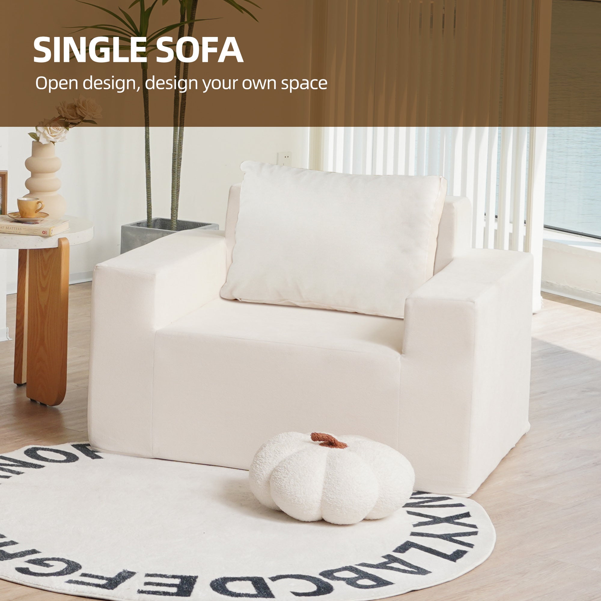 Foam Sofa Couch w/ Pillow (White)