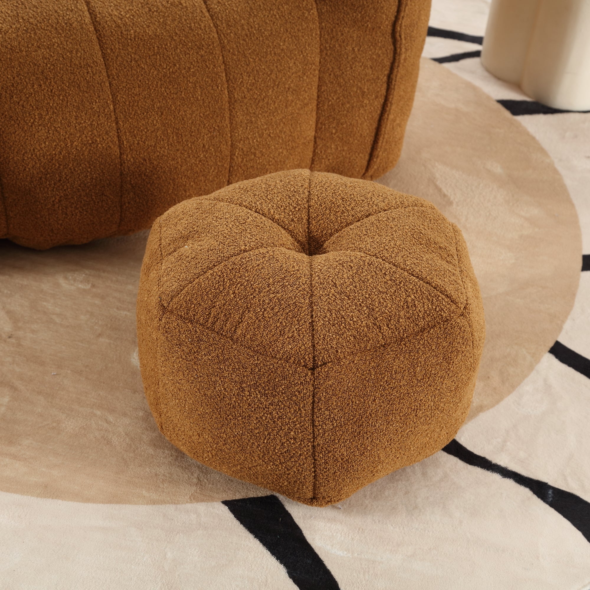 Plush Foam Lounger w/ Ottoman (Khaki)