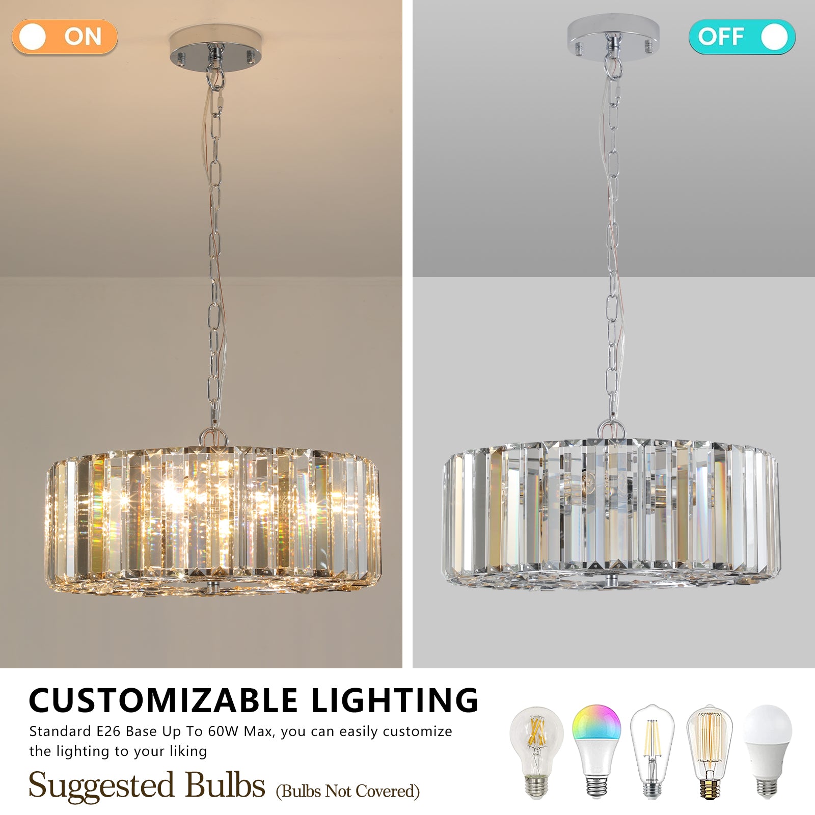 Modern Crystal Chandelier Light  Fixture (Transparent)