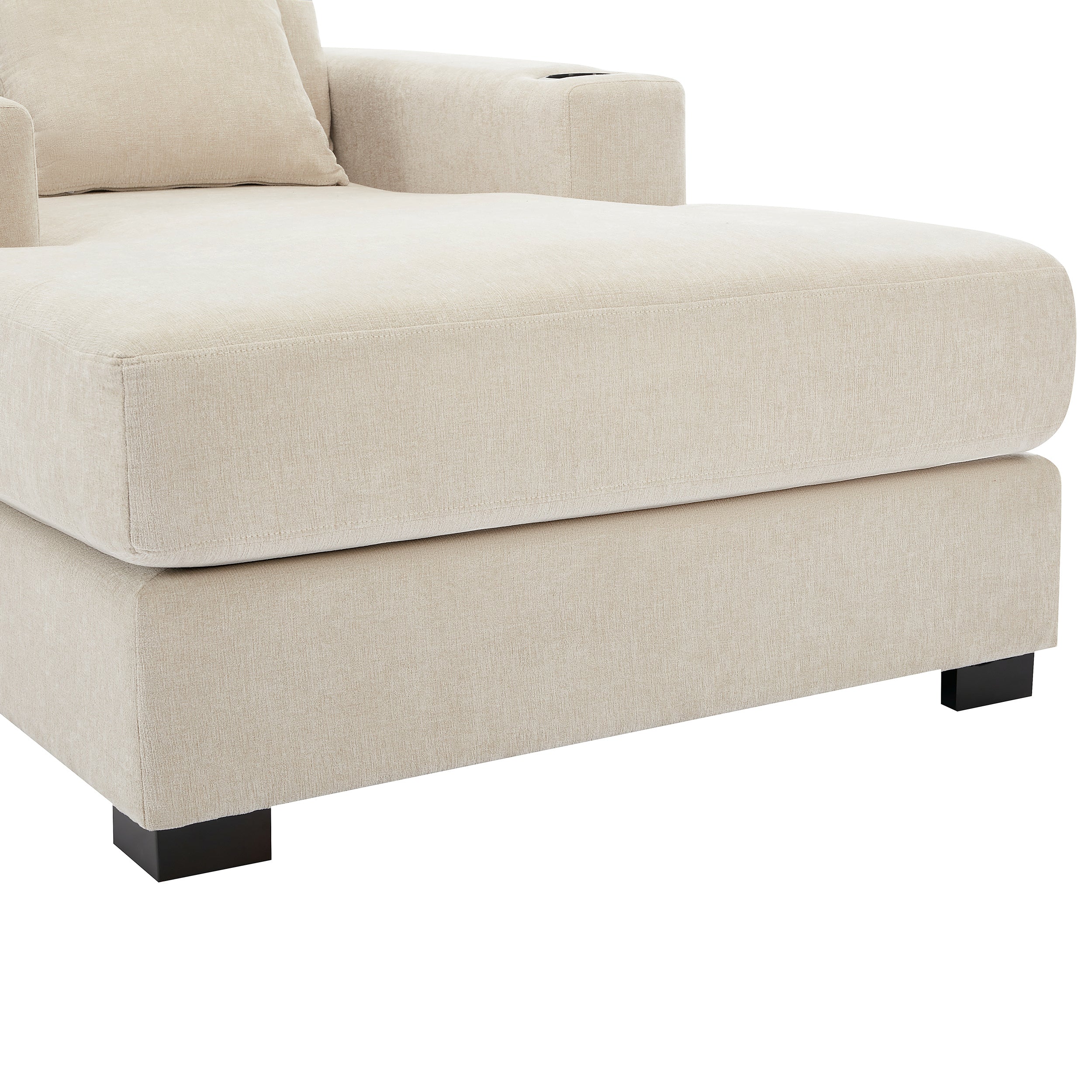 Oversized Chenille Chaise Lounger (Cream)
