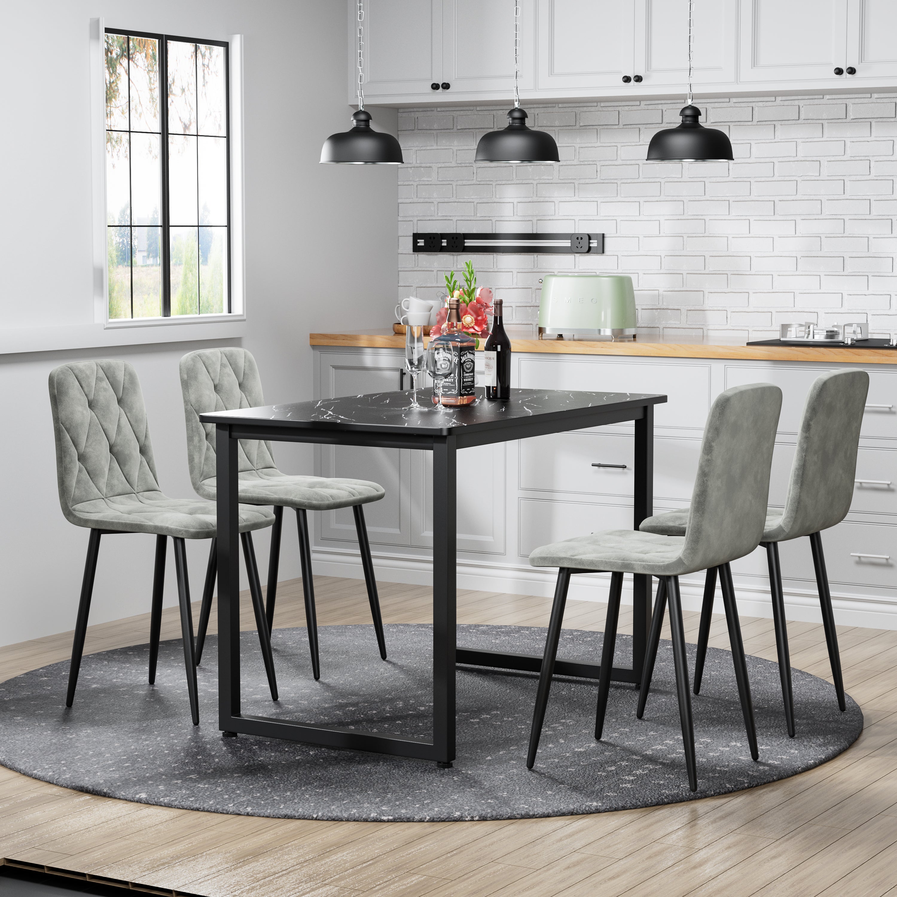 Sleek Velvet Dining Chairs - Set of 4 (Gray)