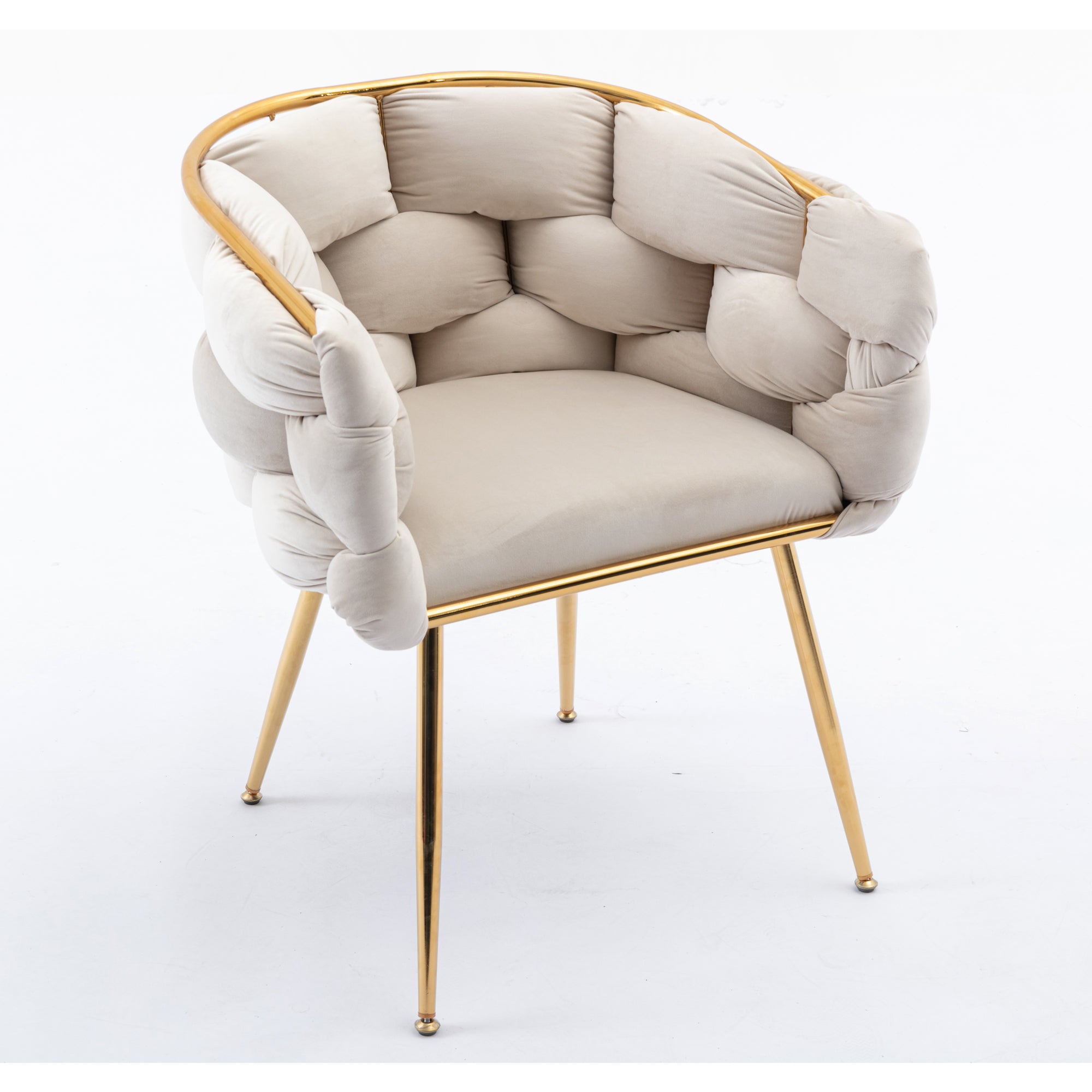 Luxury velvet single sofa bedroom chair (Beige)
