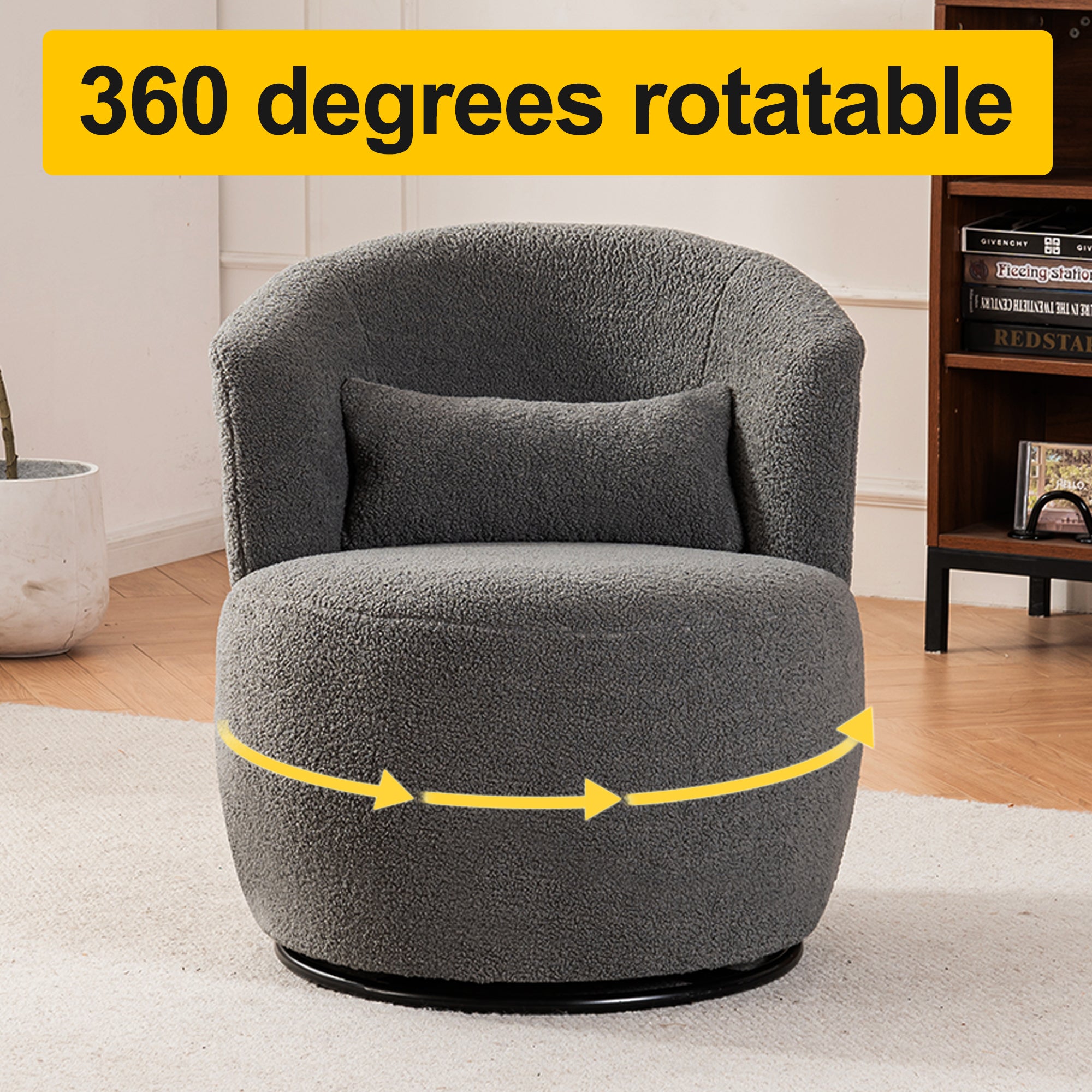 Plush Swivel Accent Chair (Gray)