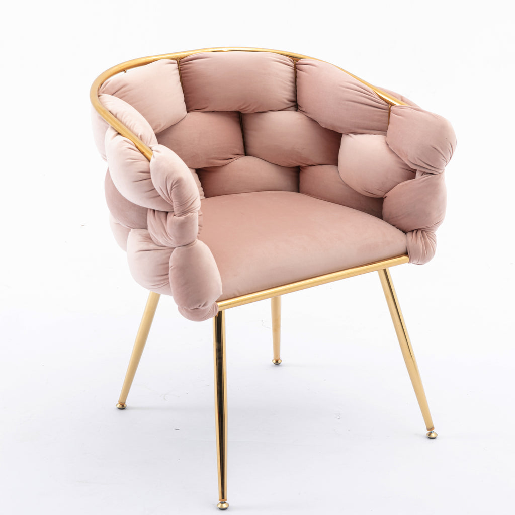 Set of 2 Luxury velvet single sofa bedroom chair (Pink)