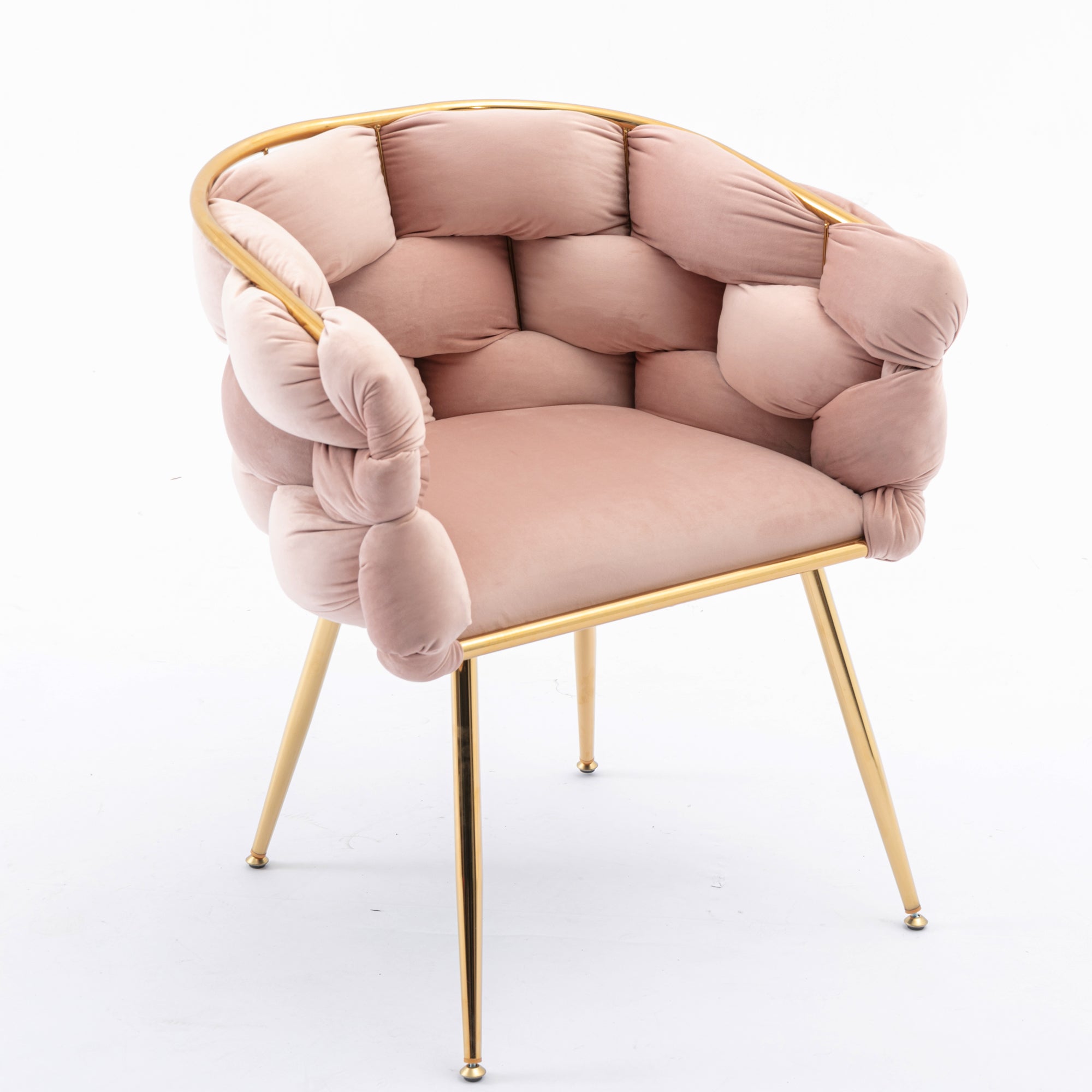 Set of 2 Luxury velvet single sofa bedroom chair (Pink)