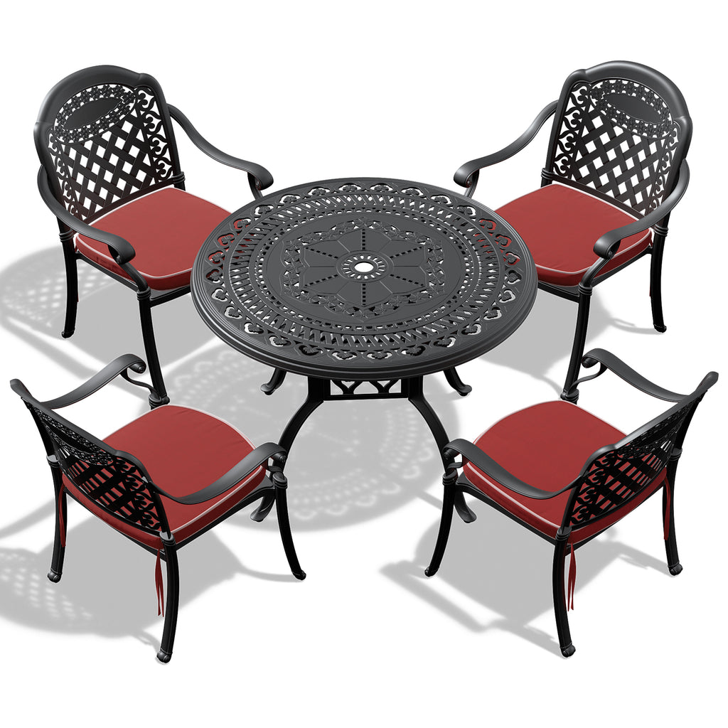 5-Piece Set Of Cast Aluminum Patio Furniture w/ Cushions