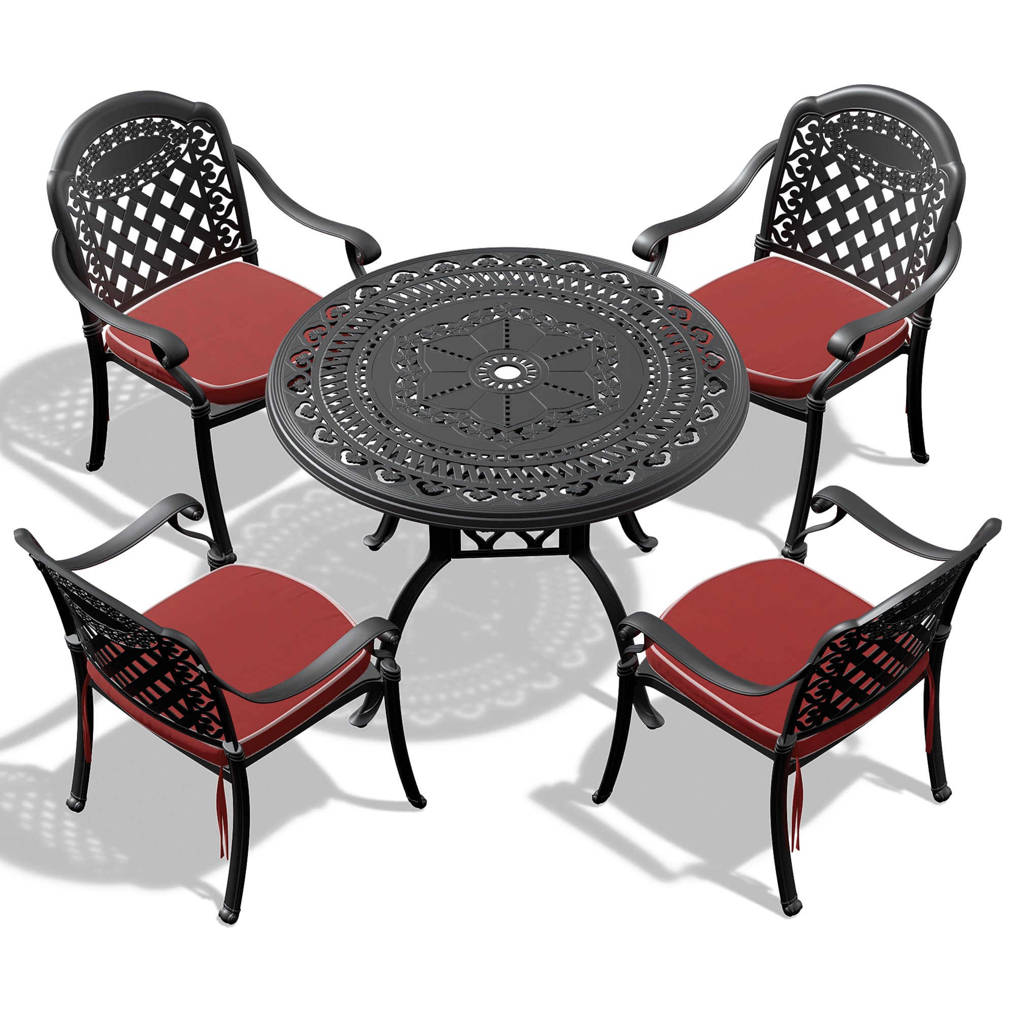 5-Piece Set Of Cast Aluminum Patio Furniture w/ Cushions