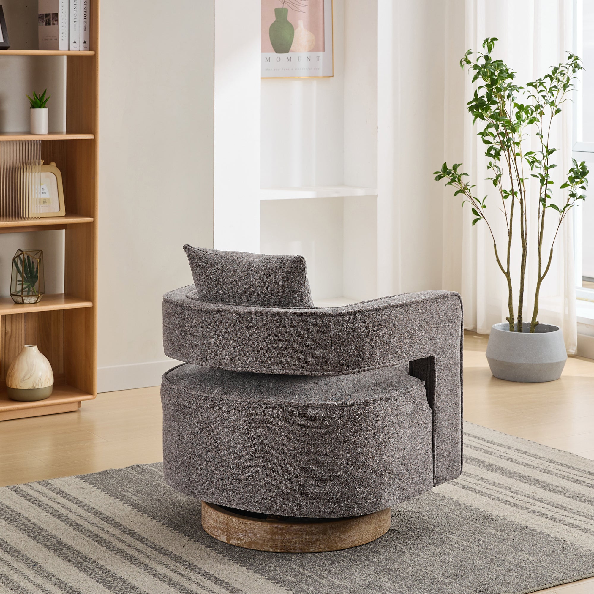 Swivel Accent Open Back Chair (Charcoal)