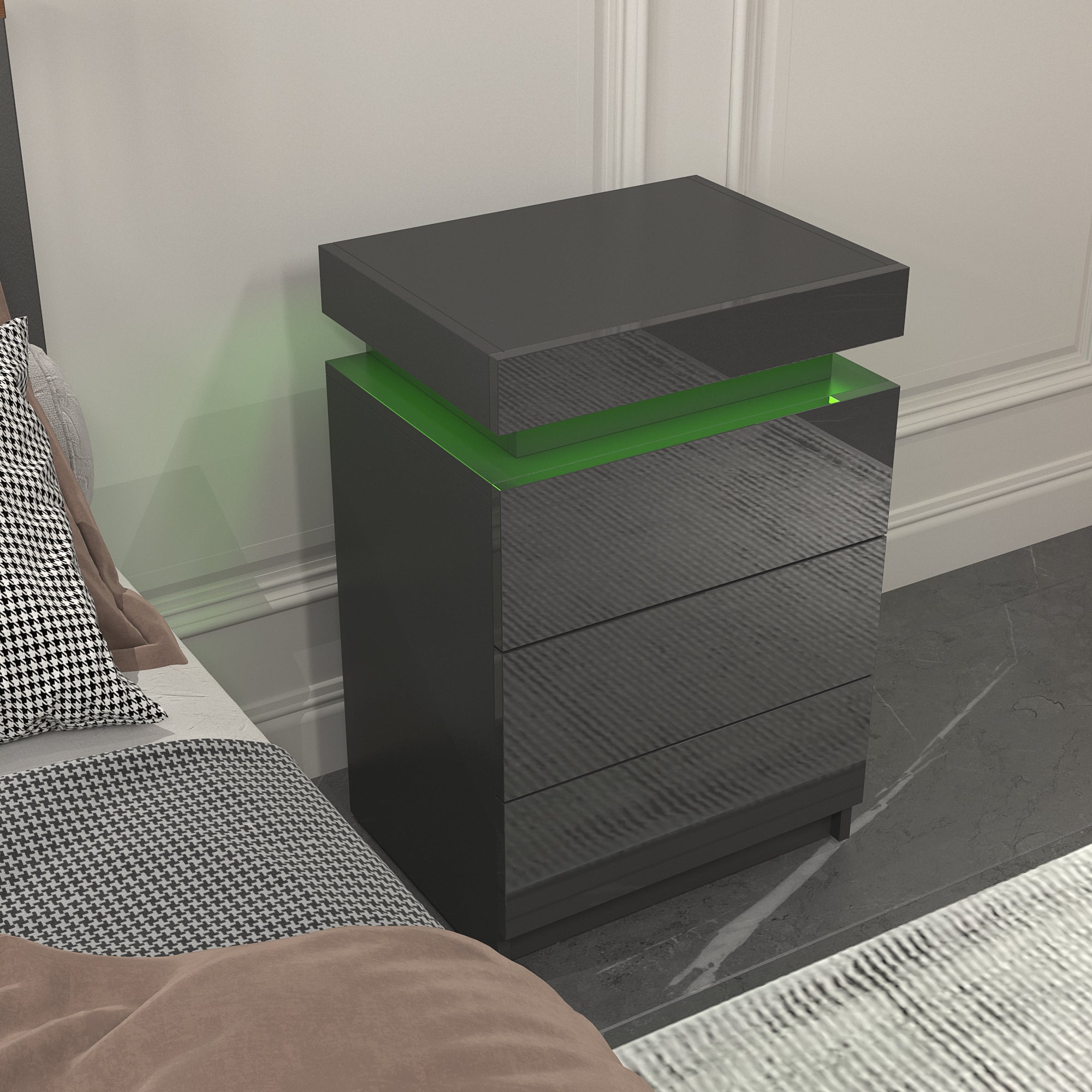 Modern Multi-Colour LED Night Table (Black)