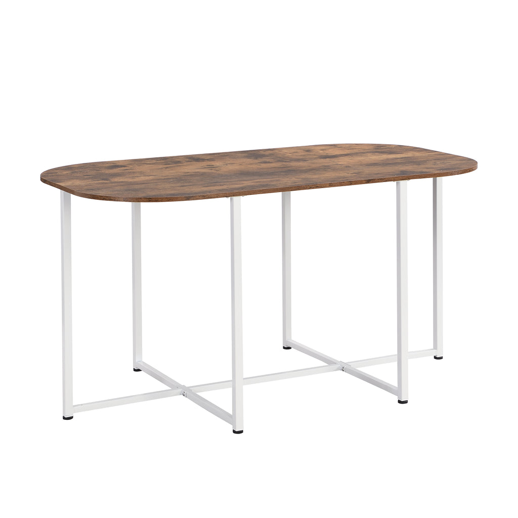Modern 7-Piece Dining Table Set with Faux Marble (White/Cherry)