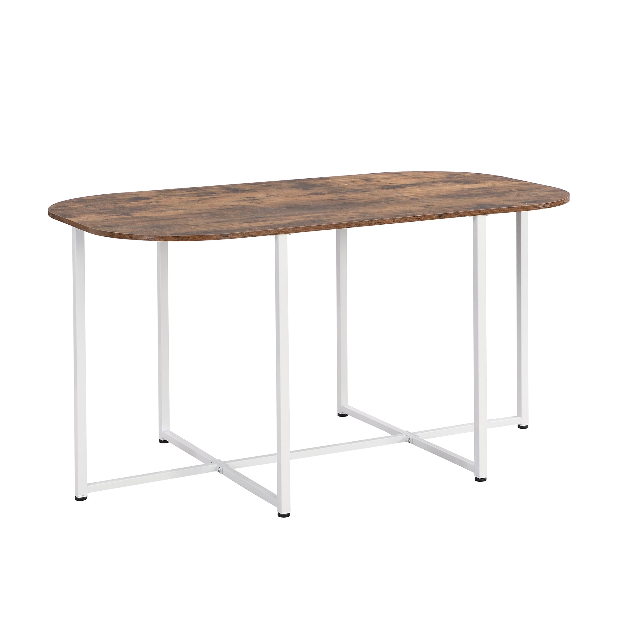 Modern 7-Piece Dining Table Set with Faux Marble (White/Cherry)