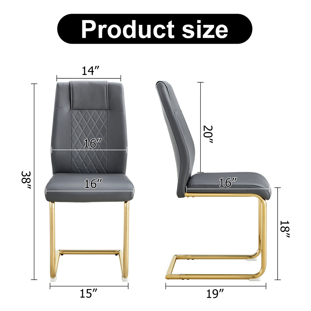 Set of 6 Chic Faux Leather Cushioned Chairs w/ Metal Legs (Gray)