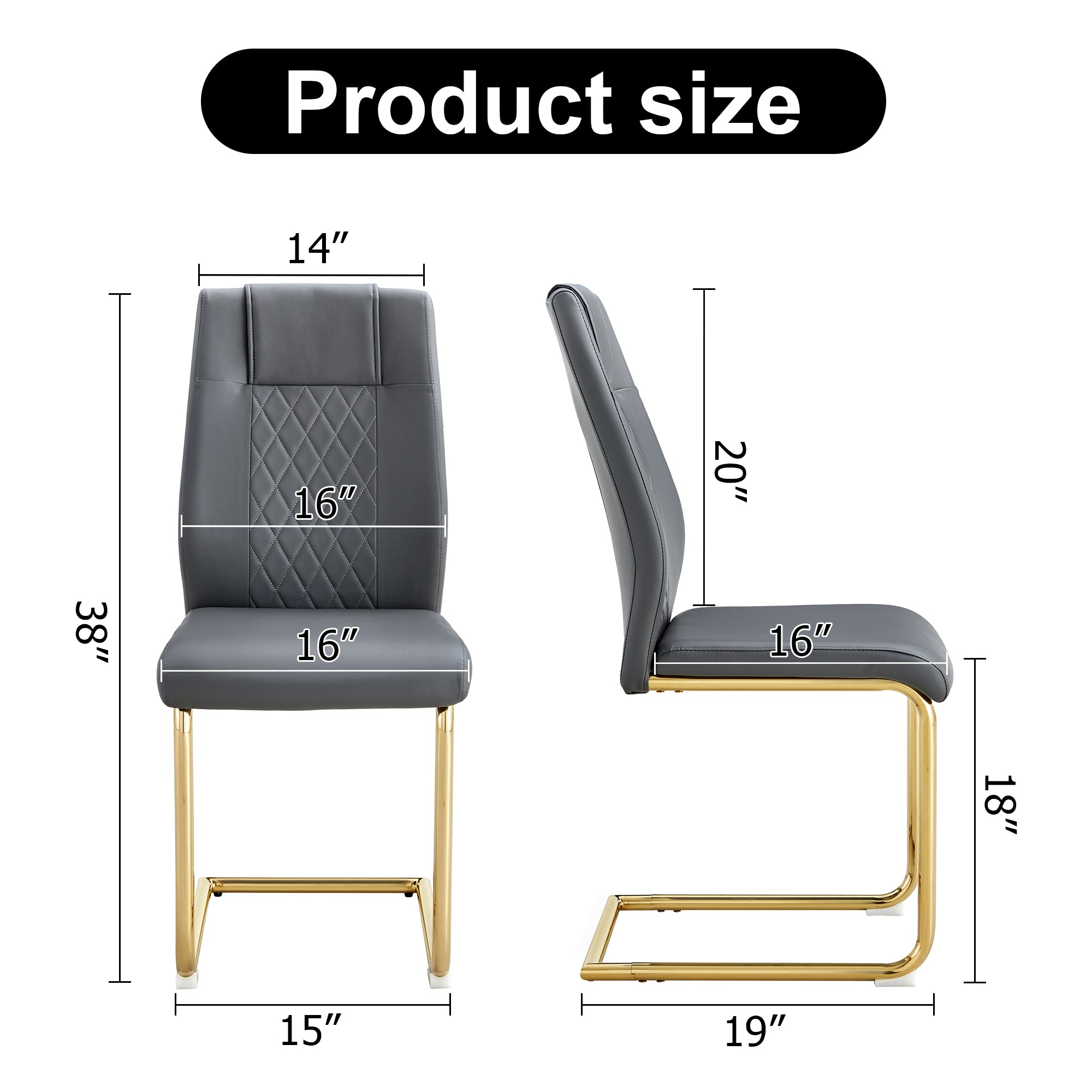 Set of 6 Chic Faux Leather Cushioned Chairs w/ Metal Legs (Gray)