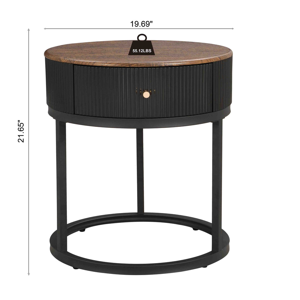 Round Wood End Table (Black)
