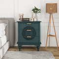 Hollow-Carved 3 Drawer Dresser Chest (Blackish Green)