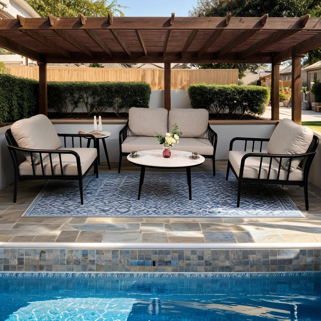 5PC Outdoor Patio Furniture - Modern Chat Sofa Set