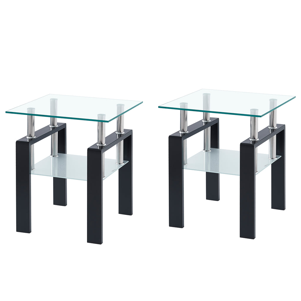Tempered Glass End Table, 2-Layers