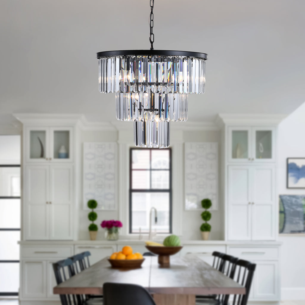 Modern Black Crystal Chandelier