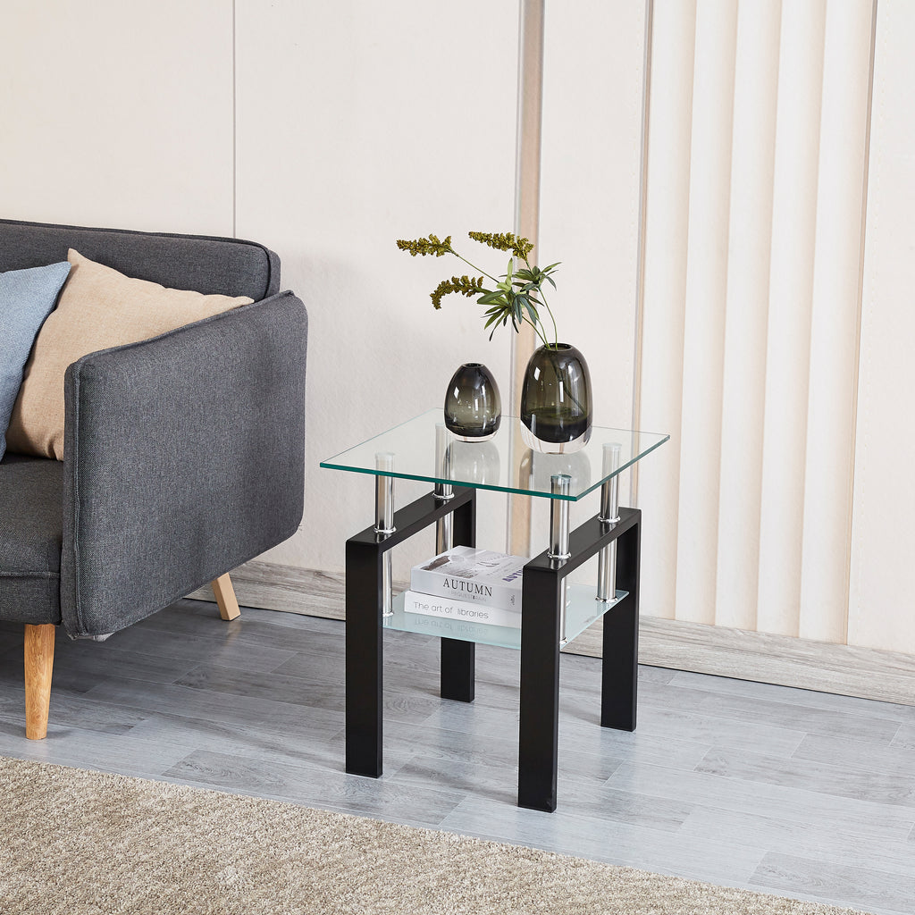 Tempered Glass End Table, 2-Layers