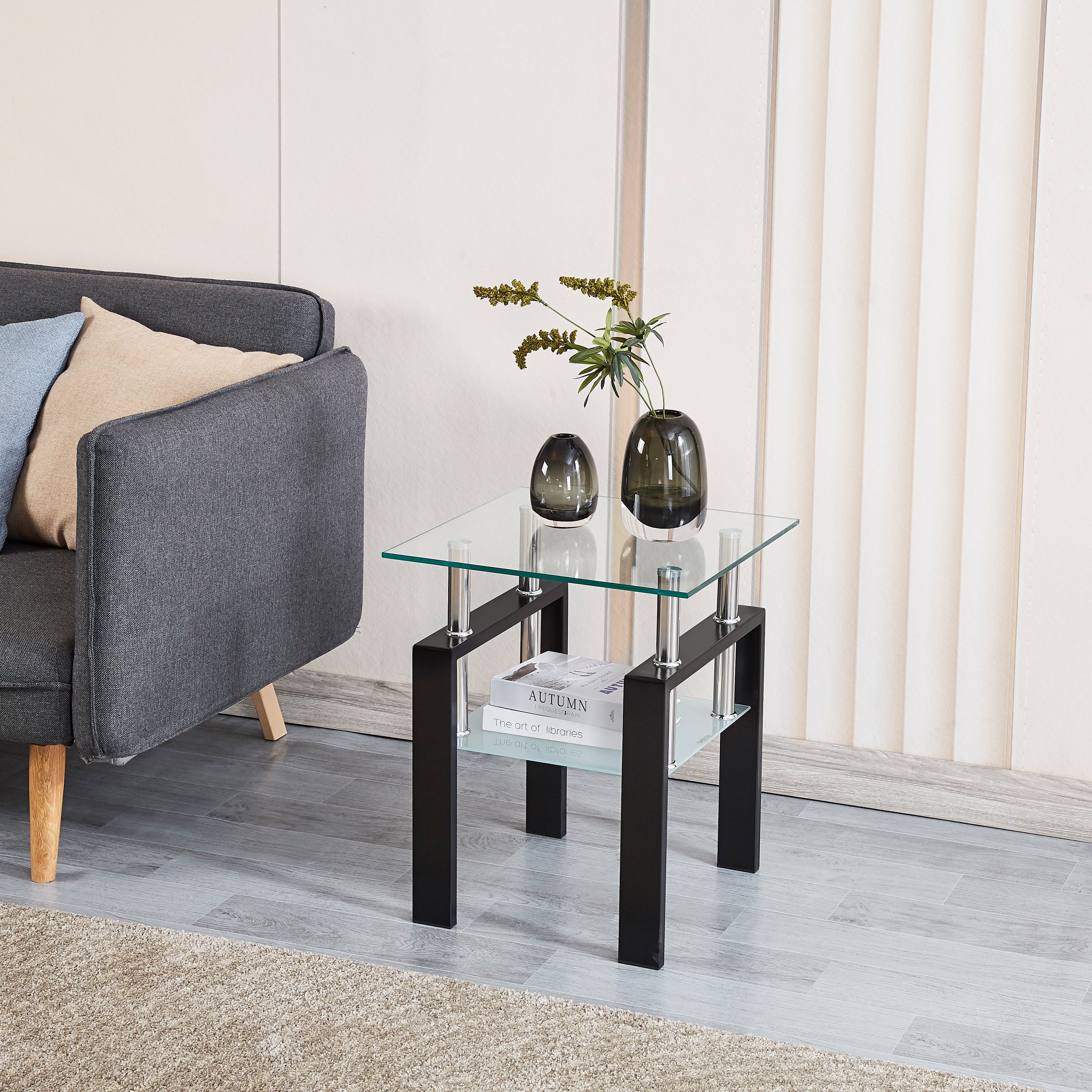 Tempered Glass End Table, 2-Layers