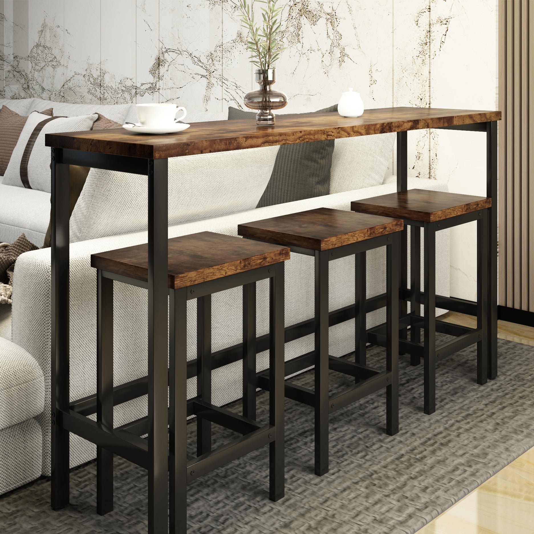 Modern Dining Table Set with 3 stools