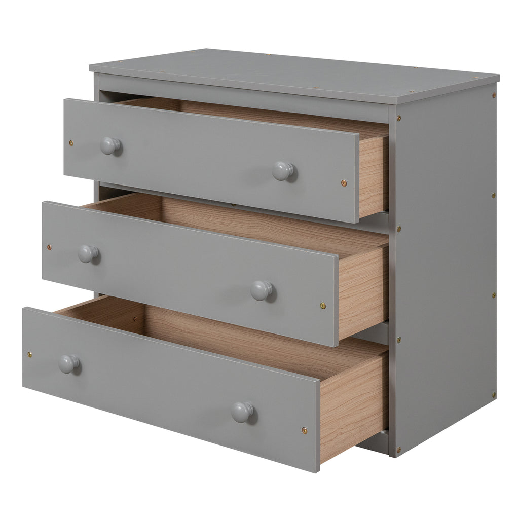 Low Study Full Loft Bed w/ Cabinet Shelves & Desk (Gray)