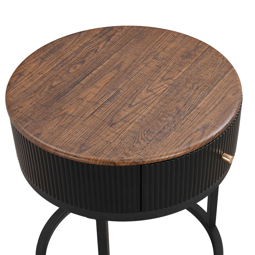 Round Wood End Table (Black)