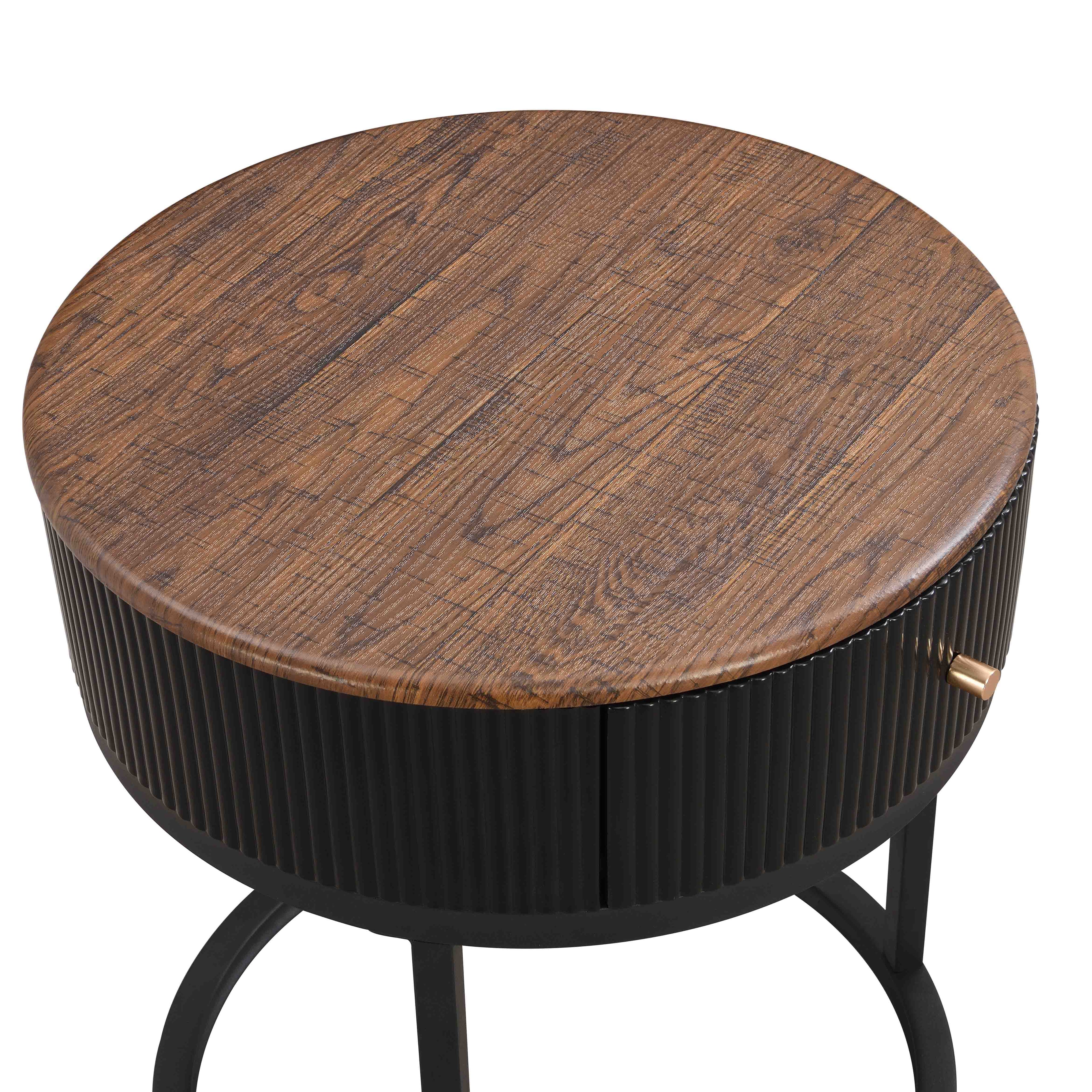 Round Wood End Table (Black)
