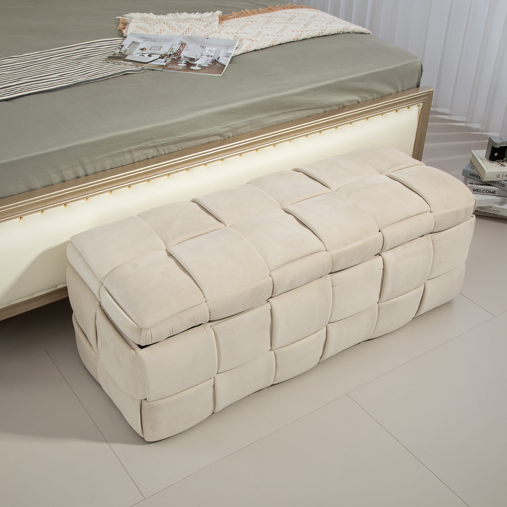 COOLMOR Ottoman chair w/ Storage (beige)