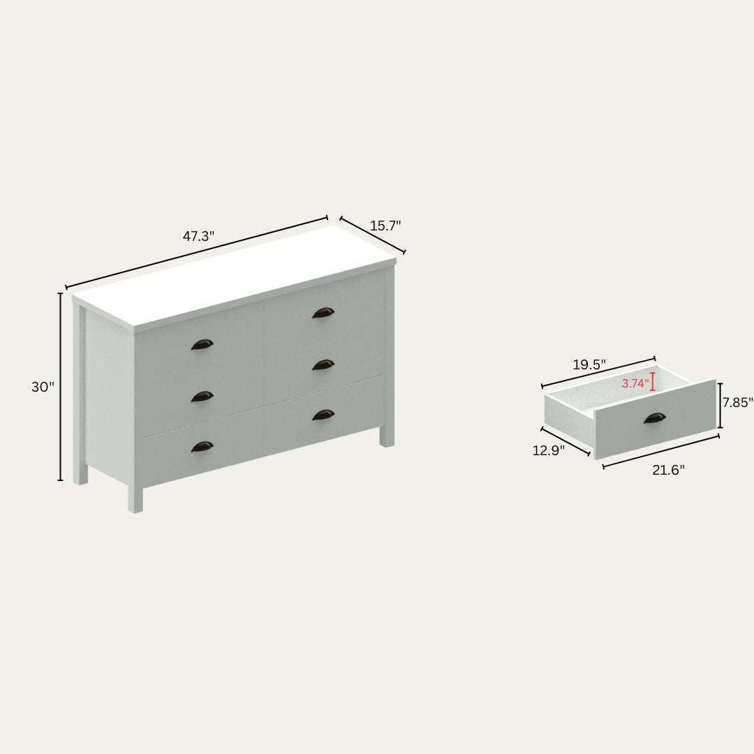 SAFARI 6-drawer main dressing table with interlocking drawer function