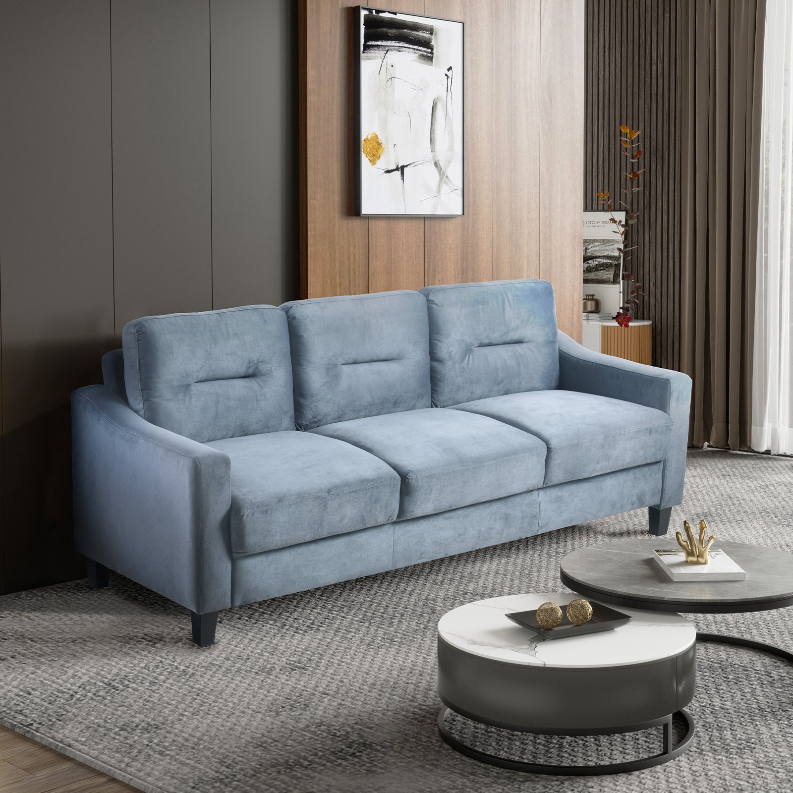Comfortable Chenille Sectional Sofa (Gray)