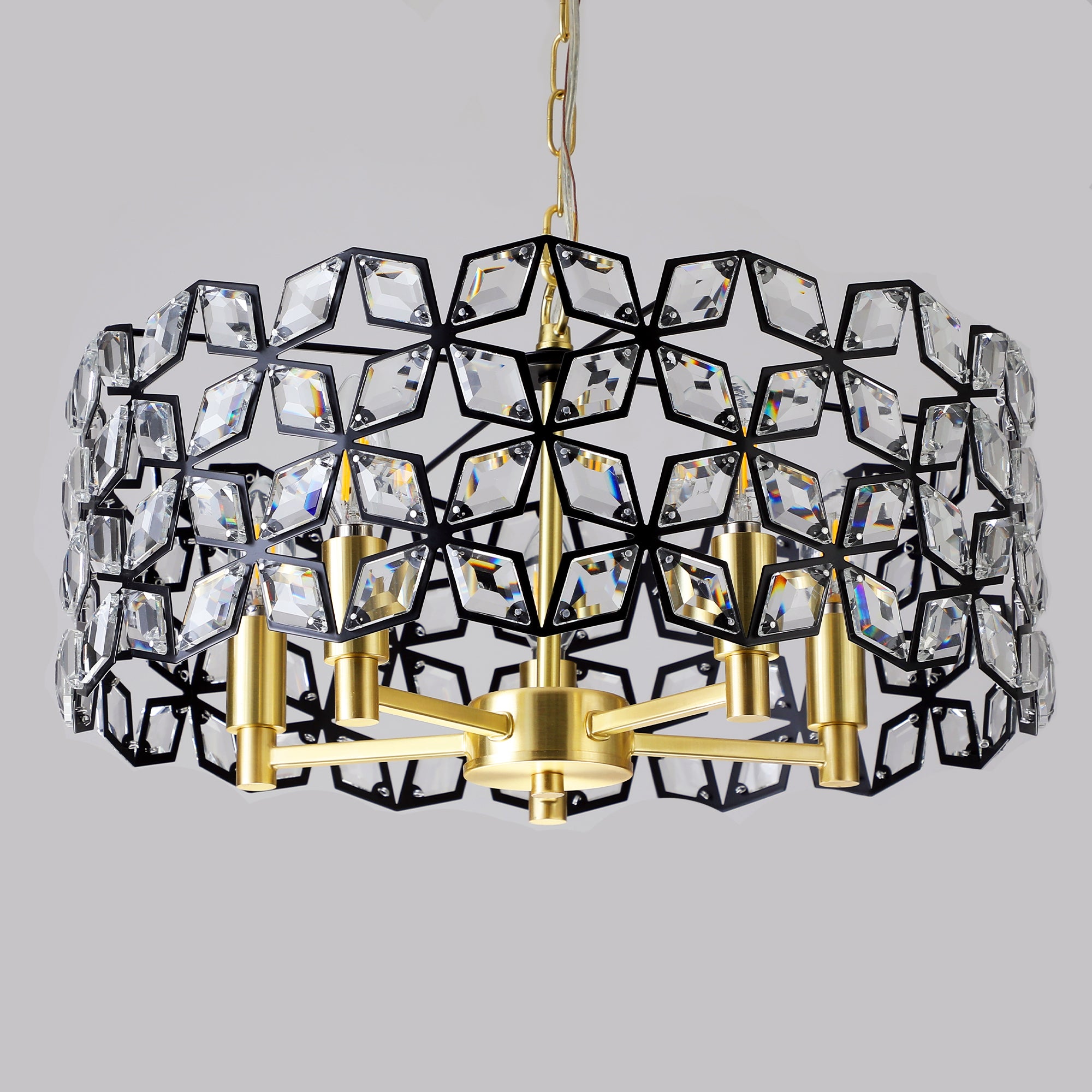 Modern Crystal Chandelier Light Fixture (Black)