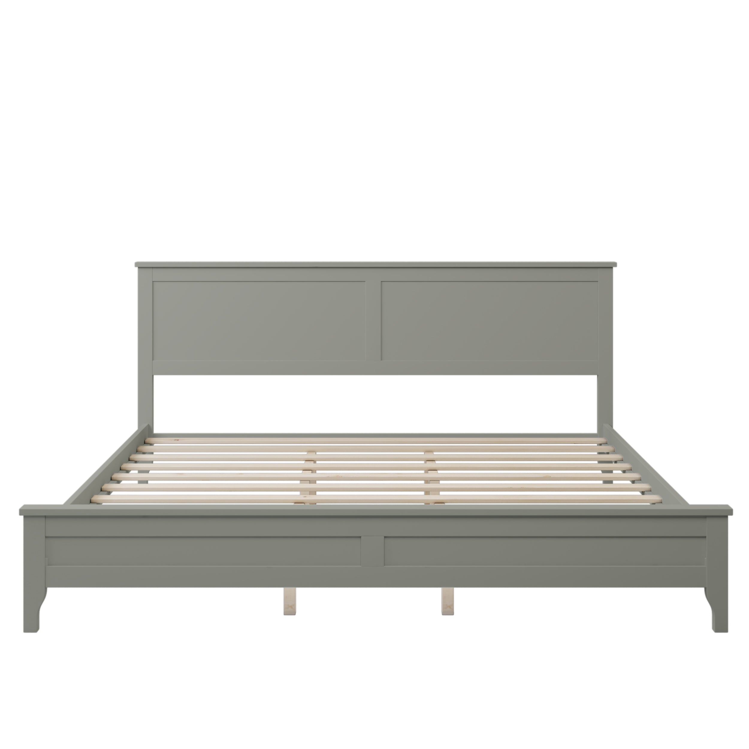 Modern Solid Wood King Platform Bed (Gray)