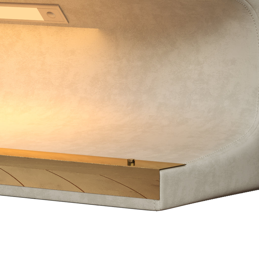 Entryway Bench Leather Ottoman w/ LED Sensor Light (Beige)