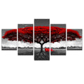 Modular Canvas HD Print Wall Art - 5 Pieces Red Tree