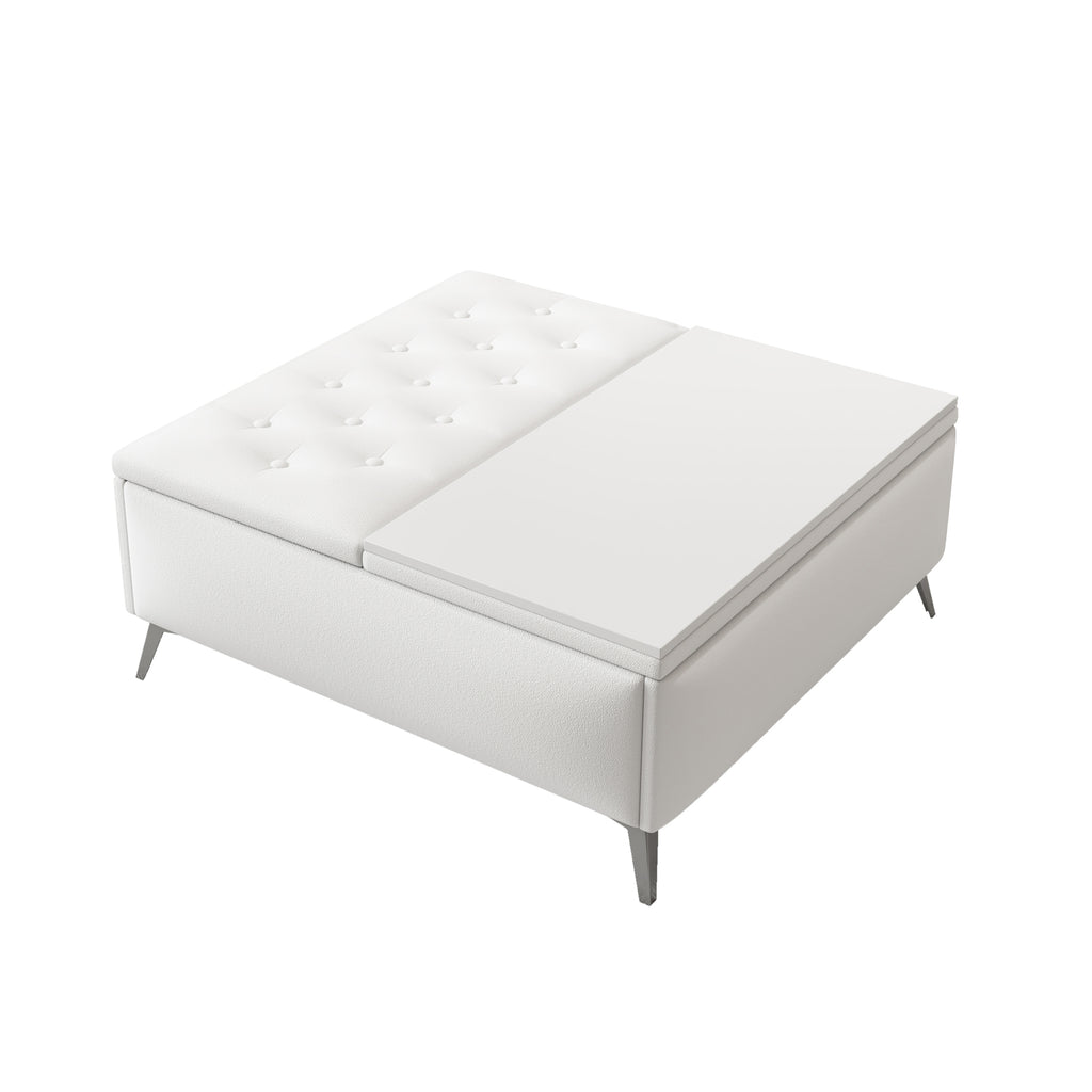 35 inch Square Storage Bench/Coffee Table (White)