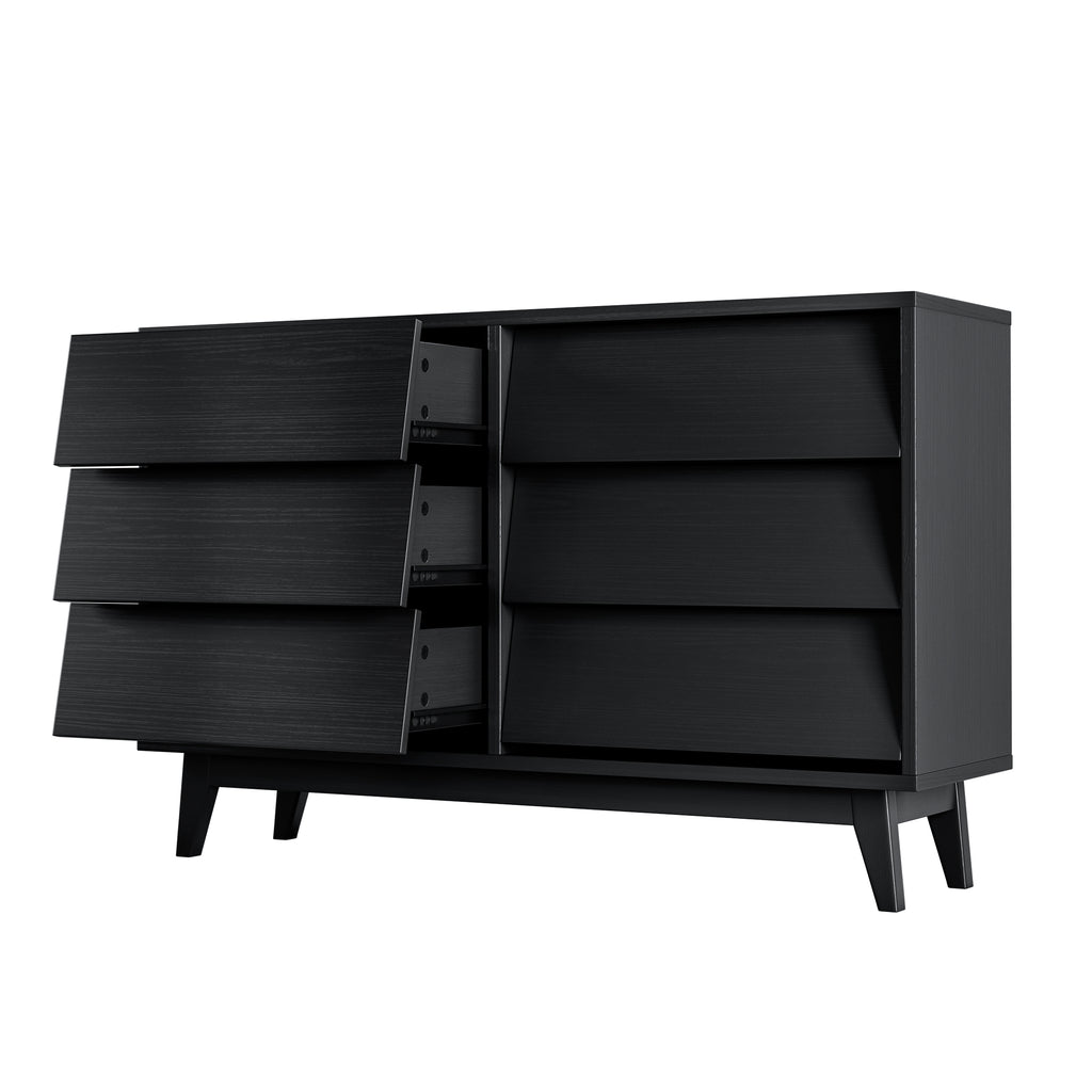 6 Drawer Vintage Bevel Dresser (Black)